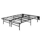 Black Metal Platform Foldable Bed Frame Full Size, Toolless High Profile Design B011P197726