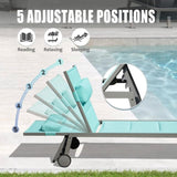 Outdoor Patio Chaise Lounge Set of 3, Aluminum Pool Lounge Chairs with and Wheels, Textilene Padded W1859P172280