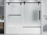 56"-60" W x 60" H Matte Black Frameless Single Sliding Shower Door, Bathtub Door, 5/16" T5595P616437