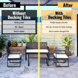 20 PCS Interlocking Deck Tiles Striped Pattern, 12" x 12" Square Light Gray Acacia Hardwood Outdoor W2391P276694