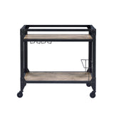Rustic Oak and Charcoal 2-shelf Serving Cart B062P184580