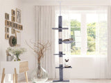 102" Height-Adjustable Cat Tree Floor-to-Ceiling Design, 5 Platforms, Scratching Posts, Hammock, 04341956