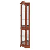 Corner Curio Cabinet with Lights, Adjustable Tempered Glass Shelves, Mirrored Back, Display W1693P171662