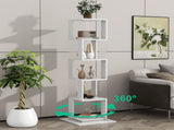 360&deg Rotating Bookshelf with Acrylic Plate, 5-Tier Tall, Floor Rack Simple Bookcase, Modern W409P167480