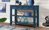 Console Sofa Table with 2 Storage Drawers and 2 Tiers Shelves, Mid-Century Style 42'' Solid Wood W120284580