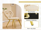 Set of 2 Unique Heart Bubble Tufted Accent Chair, Plush Velvet Chair with Shiny Gold Metal Frame, W3875P446139