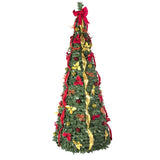 7.5FT Pop-Up Christmas Tree with 200 Warm White UL Lights Pre-Decorated with Red & Gold Ornaments, T3637P338574