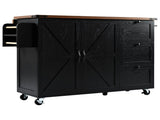 54.5" Farmhouse Kitchen Island with Power Outlet, Kitchen Storage Island with Internal Storage Rack, 86328888