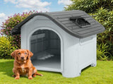 Waterproof Plastic Dog House with Adjustable Skylight and Elevated Floor, Outdoor Indoor Doghouse 03749047
