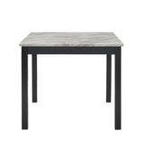 5pc Counter Height Dining Set Square White Faux Marble Table Blue Velvet Upholstered Tufted Nail B011P243219