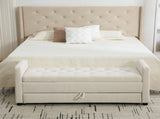 58.27" Wide Modern Upholstered Storage Bench Double Storage Space, Napped fabric Foot Stool W3189P445990