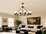 Black Wagon Wheel Chandelier 34.25Inch Modern Farmhouse Glass Pendant Light 12-Light Ceiling Hanging W5008P468521