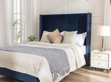 Peyton Upholstered King Bed / 54" High Headboard / Traditional Hand Buttoned Tufting / Nailhead Trim B083P152029