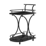 ZNTS Black 2-Tier Bar Cart, Slide Bar Serving Cart, Retro Style Cart for Kitchen, Beverage Cart with 23951514