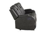 LED & Power Reclining Sofa Made With Faux Leather in Black 659436482487