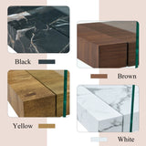 43.3 Inch Modern Two-Tier Coffee Table - An Elegant Combination of Clear Glass and Black Marble W2920P226071