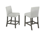 Selena Set of 2 Light Gray Fabric Counter Height Chairs with Gray Wood Frame & Footrest B061P406089