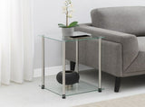 Classic Glass 2 Tier Square End Table, Glass/Chrome 68552560