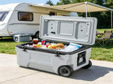 74 QT Portable Wheeled Cooler, Cup Holder & Sturdy Handles, for Family Picnics & Long Trips 67165625