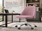 Comfy Office, Adjustable Swivel Desk with Wheels, Wide Seating, Modern Fabric Vanity 82980240