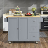 Rolling Mobile Kitchen Island with Solid Wood Top Locking Wheels,52.7 Inch Width,Storage Cabinet WF287035AAG