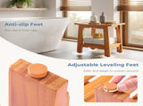 14" Teak Shower Bench, Bathroom Spa Stool for Small Bathrooms Tub Outdoor Use, Non-Slip Adjustable 41294294