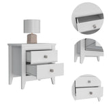Amara Nightstand , End Table, Side Table Two Shelves, Four Legs -White B20091820
