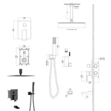 Shower System with Waterfall Tub Spout,16 Inch Ceiling Mount Square Shower System with Rough-in W124381949
