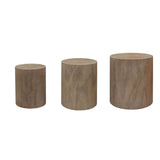 Set of 3 Nautral Wood Coffee Table with clear and visible tree rings W2729P199132