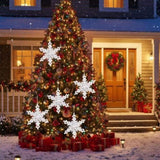 6PCS Set Iron Snowflake Christmas Ornaments Decor 6.3x1.8x6.7" Christmas Tree Hanging Set for Party 82764710