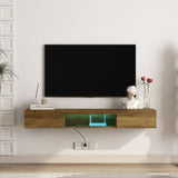 Floating TV, Wall Mounted TV Shelf with LED lights & Power Outlet,Wall Mounted Floating 65" TV W1321P188134