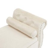 Velvet Multifunctional Storage Rectangular ottoman bench with 1 Pillow, Beige N769P186110B