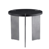 Round Coffee Table Black Oak Wood Surface and Black Metel Feet W820P272124