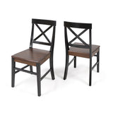 ZNTS Roshan Farmhouse Acacia Wood Dining Chairs, Black / Walnut 62888.00BWALN