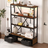 3-Shelf Metal with Drawers for Home Office, Open, Vintage Industrial Style W1580P251086