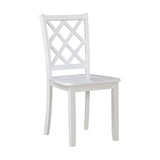 Classic Transitional 5pc Dining Set White Finish Dining Table and Four Side Chairs Set Lattice-Back B011P144224