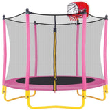 5.5FT Trampoline for Kids - 65" Outdoor & Indoor Mini Toddler Trampoline with Enclosure, Basketball 57537140