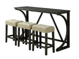Brown Dining Room 4pc Set Functional Unique Dining Table w USB 3x Stools Tufted Beige Seats Kitchen B2741P301926