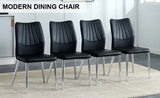 Four black dining chairs. Modern chairs from the Middle Ages. Made of PU material cushion and silver W1151135495