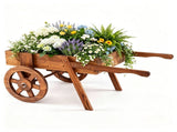 3-Tier Wooden Plant Display Stand, Carbonized Fir Wood Flower Cart with Chalkboard & Rolling Wheels, 19066002