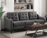Gray Polished Microfiber Upholstered 1pc Sofa Button Tufted Contoured Arms Solid Wood Frame Couch B011P206272