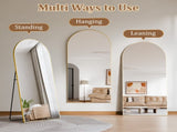 76"x 34" Arch-Top Oversized Full Length Mirror Metal Frame Freestading Floor Mirror, Gold 90210953