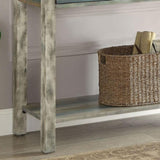 Antique Grey and Teal 3-drawer Console Table B062P189095