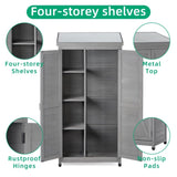 Outdoor Storage Cabinet Metal Top,Garden Storage Shed,Outdoor 68 Inches Wood Tall Shed for Yard W1390121823
