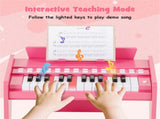 25 Keys Mini Digital Piano for Kids Age 3, Lighted Teaching Mode with 6 Tones & 15 Demo Songs-Pink 63583594