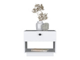 Single Drawer Nightstand 19"H with Open Storage Shelf, White B097133073