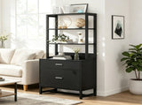 Vertical File Cabinet, 2-Drawer Filing Cabinet with Open Shelves for Home Office 33746037