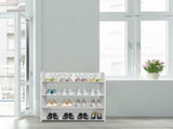 Wood-plastic Board Four Tiers Carved Shoe Rack White B 31111273