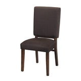 ZNTS Chocolate Brown Color Fabric Upholstered Side Chairs 2pc Set Walnut Finish Wooden Frame Dining B01156175