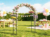 8 ft Black Steel Garden Arbor Trellis Large Base Arch Stand for Backyard Garden & Wedding Entrance 86372504